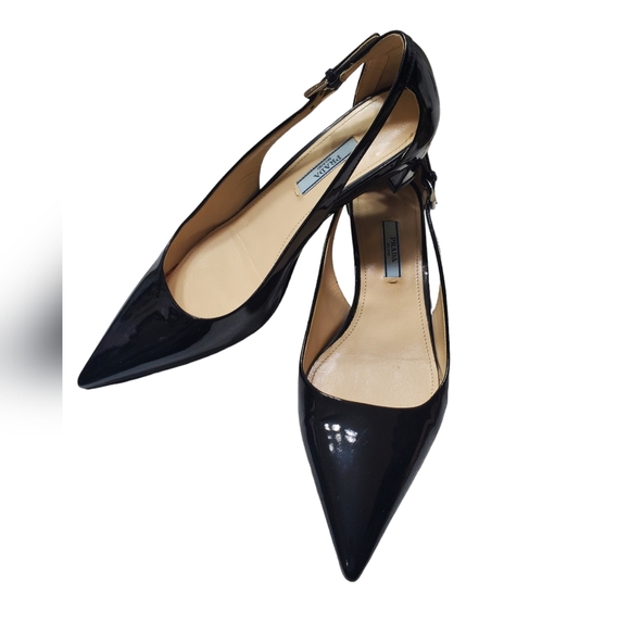 PRADA PATENT LEATHER POINTY PUMPS SIZE 38.5 - Picture 6 of 11
